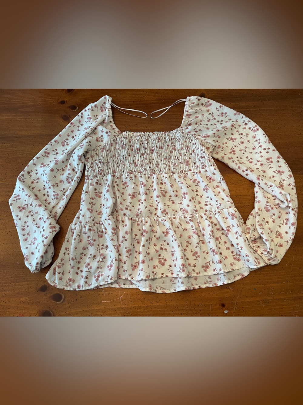Paper Crane Smocked Off-Shoulder Pink Floral Top - Size S - Picture 7 of 7